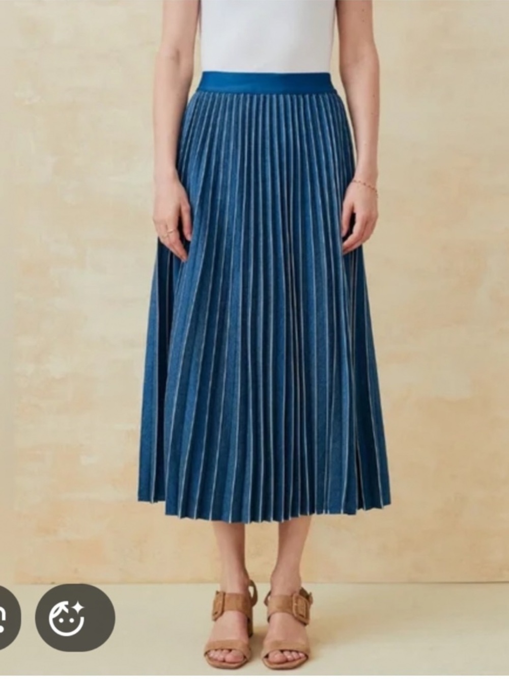 J. McLaughlin Pleated Denim Skirt Size S